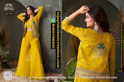 Shivali GK8-34416 Crop Top And Palazzos With Cape In Singles-And-Full-Catalog 141023
