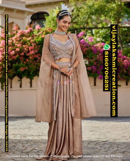 LaPink Indo-Western Gown With Shrug In Singles And Full Catalog 142478