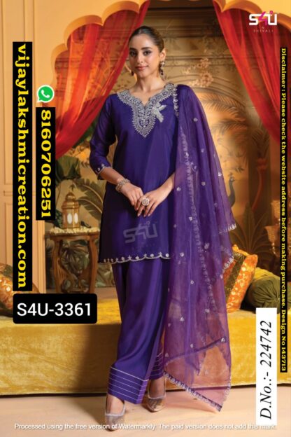 S4U 3361 D.No.224742 Kurta With Farshi Salwar And Dupatta In Singles And Full Catalog 143713