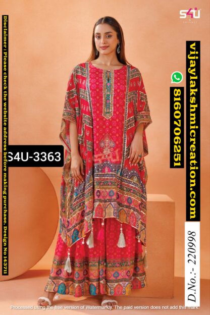 S4U 3363 D.No.220998 Multicolor Printed Kaftan With Palazzoo Co-Ord Set In Singles And Full Catalog 143711