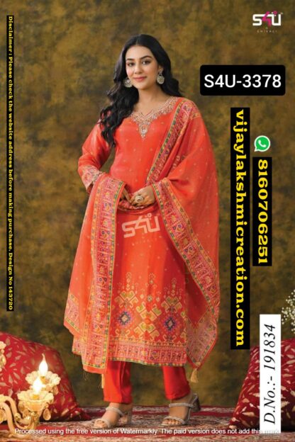 S4U 3378 D.No.191834 Kurta With Pant And Dupatta In Singles And Full Catalog 143720