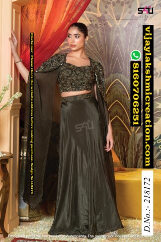 S4U D.No.218172 Indo Western Crop top with Flowy Skirt with Cape In Singles And Full Catalog 143479