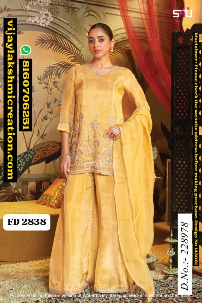 S4U FD 2838 D.No.228978 Kurta With Palazzo Pant And Dupatta In Singles And Full Catalog 143061