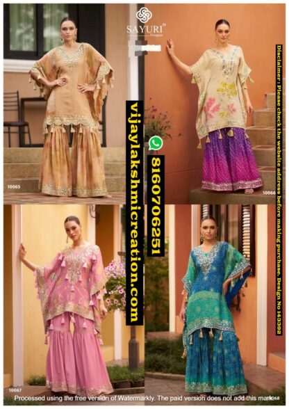 Sayuri 10065 To 10068 Kaftan With Gharara In Singles And Full Catalog 143392