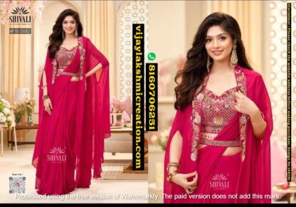 Shivali MF18-35962 Ready To Wear Georgette Saree With Embellished Blouse And Cape In Singles And Full Catalog 142721