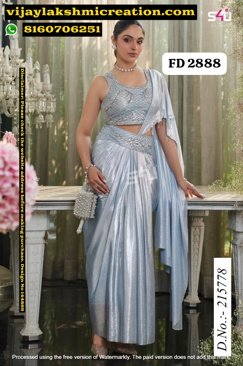 S4U D.No.215778 FD 2888 Pre Draped Saree With Sleeveless Blouse In Singles And Full Catalog 44869 S4U D.No.215778 FD 2888 Pre Draped Saree With Sleeveless Blouse In Singles And Full Catalog 44869