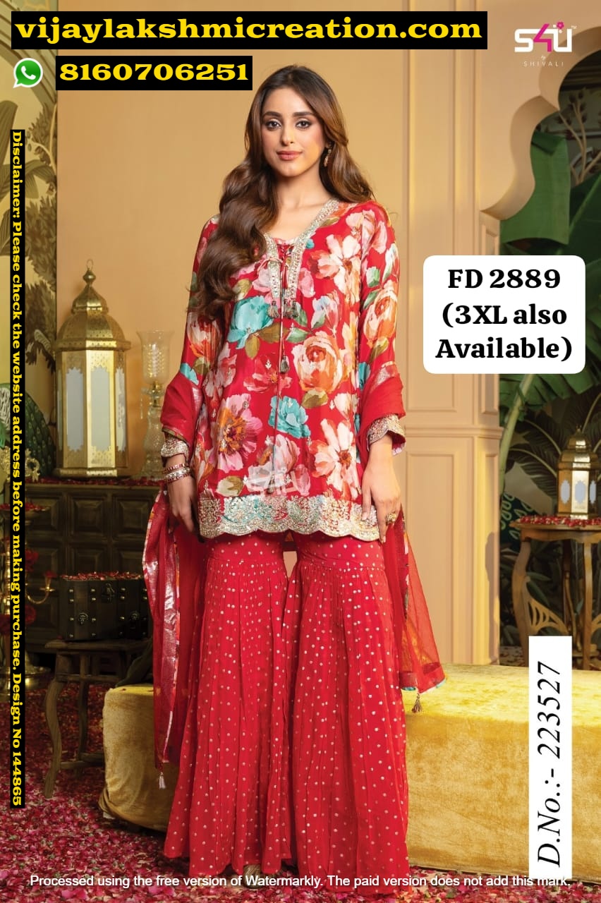 S4U D.No.223527 FD 2889 Florals-Sharara Set In Singles And Full Catalog 144865 S4U D.No.223527 FD 2889 Florals-Sharara Set In Singles And Full Catalog 144865