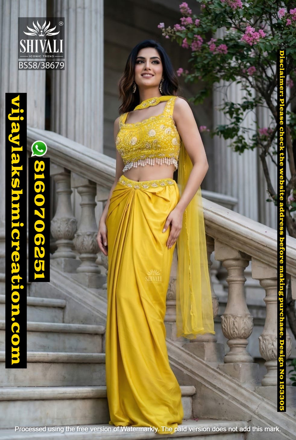 Shivali BSS8-38679 Yellow Pre-Draped Saree In-Singles-And-Full-Catalog 153305