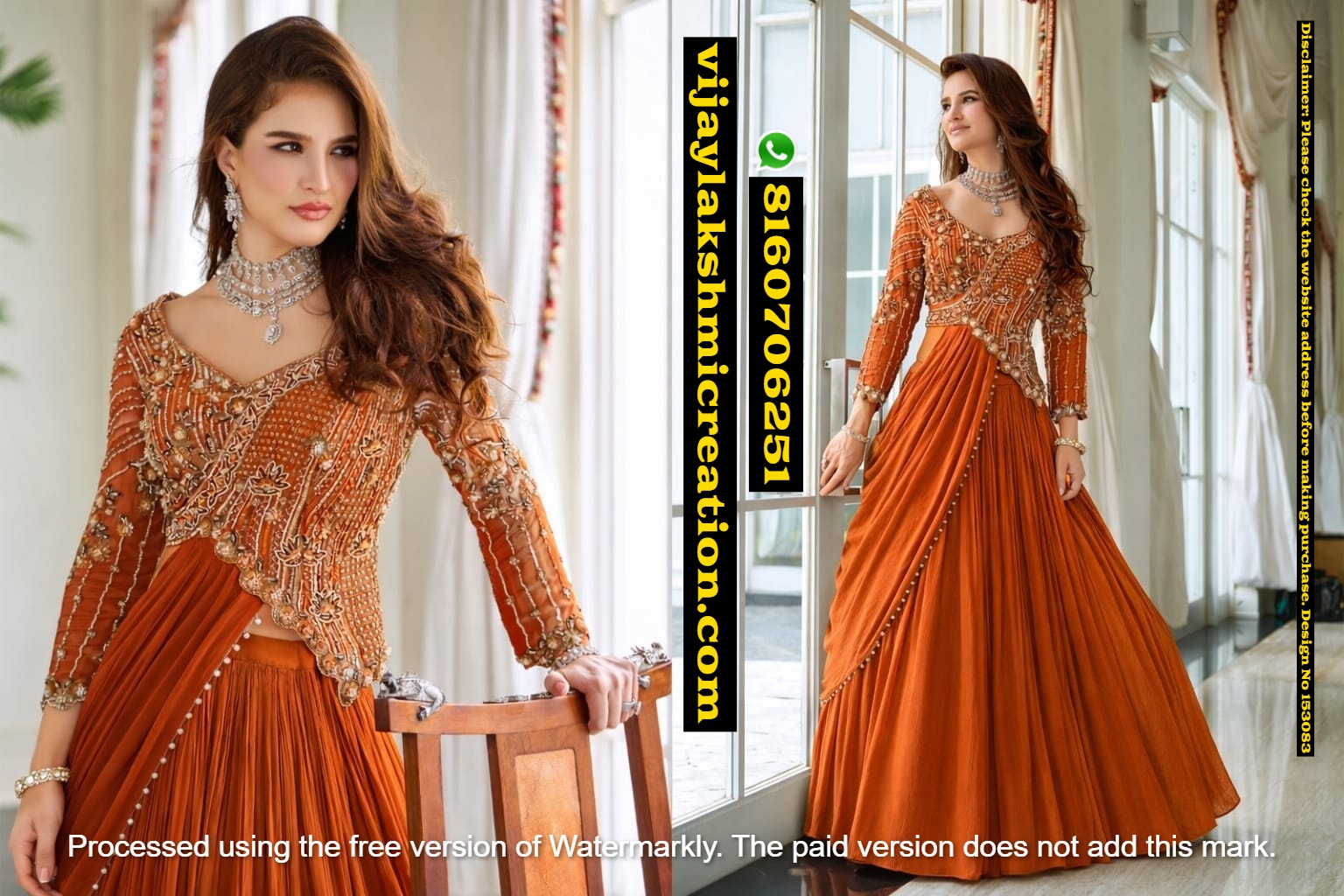 Shivali Orange-Pre-Draped-lehenga-In-Singles-And-Full-Catalog 153083