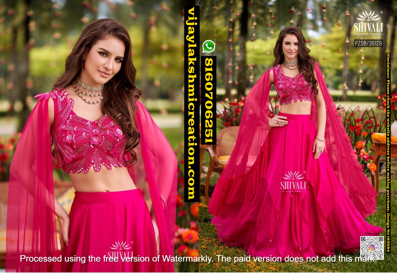Shivali PZS8-39129 Pink Lehenga Set with Cape Dupatta In-Singles-And-Full-Catalog 153084