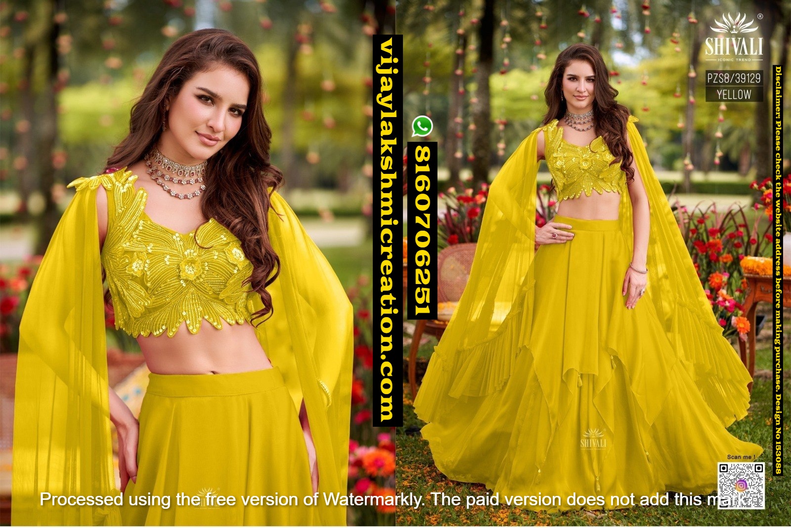 Shivali PZS8-39129 Yellow Lehenga Set with Cape Dupatta In-Singles-And-Full-Catalog 153088