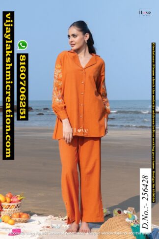 1Love By S4U D.No.256428 Embroidered Cotton Co-Ord Set In Singles And Full Catalog 155080