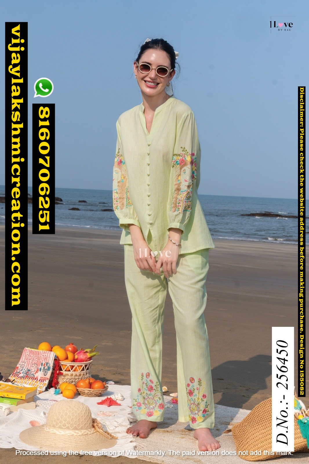 1Love By S4U D.No.256450 Embroidered Cotton Co-Ord Set In Singles And Full Catalog 155082