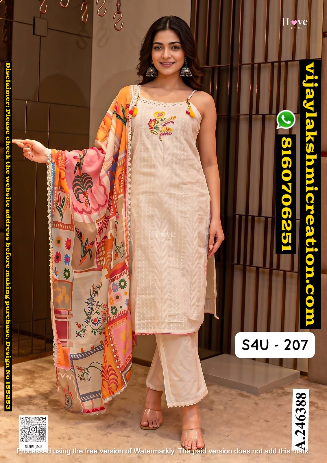 1Love By S4U S4U-207 A.246388 Sleeveless Kurta Pant Set In-Singles-And-Full-Catalog 155253