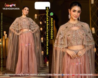 LaPink YASHODHARA Indowestern Chinon Silk Skirt With Top And Net Shrug In Singles And Full Catalog 155436