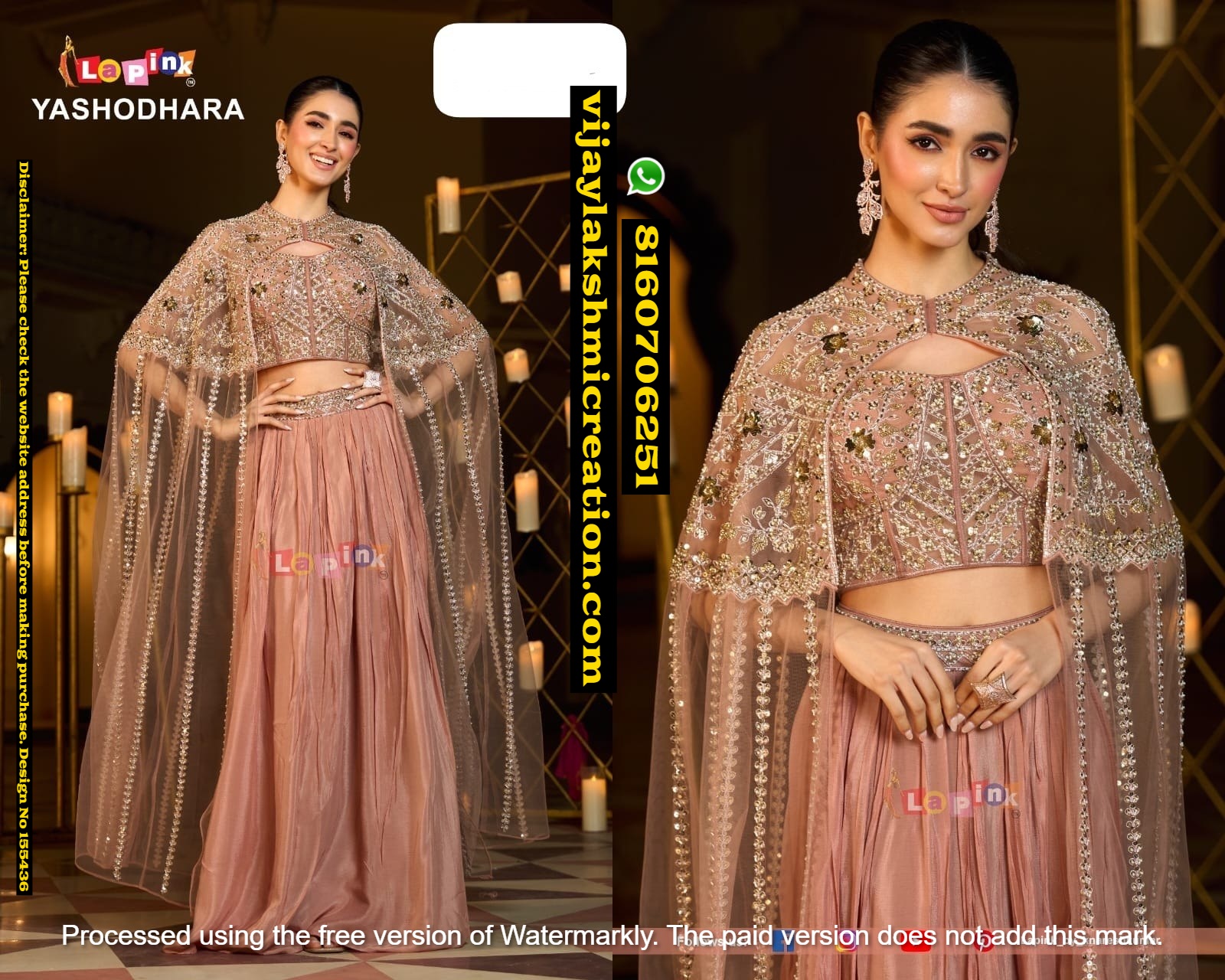 LaPink YASHODHARA Indowestern Chinon Silk Skirt With Top And Net Shrug In Singles And Full Catalog 155436