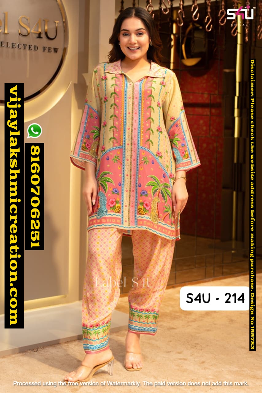 S4U-214 Crepe Co-Ord Set In Singles And Full Catalog-155783