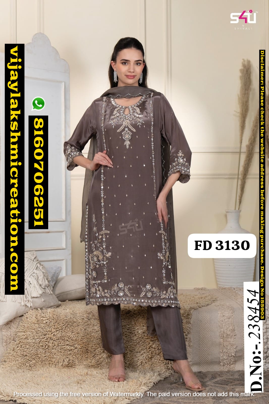S4U FD 3130 D.No.238454 Kurta With Pants And Dupatta In-Singles-And-Full-Catalog-155903