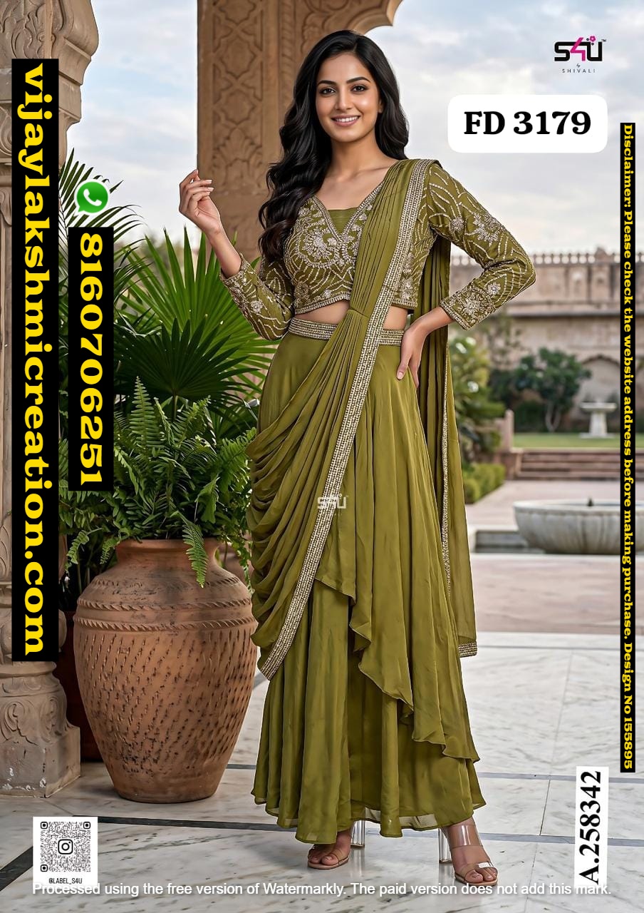 S4U FD 3179 A-258342 Pre-Draped Saree With Blouse In-Singles-And-Full-Catalog-155895