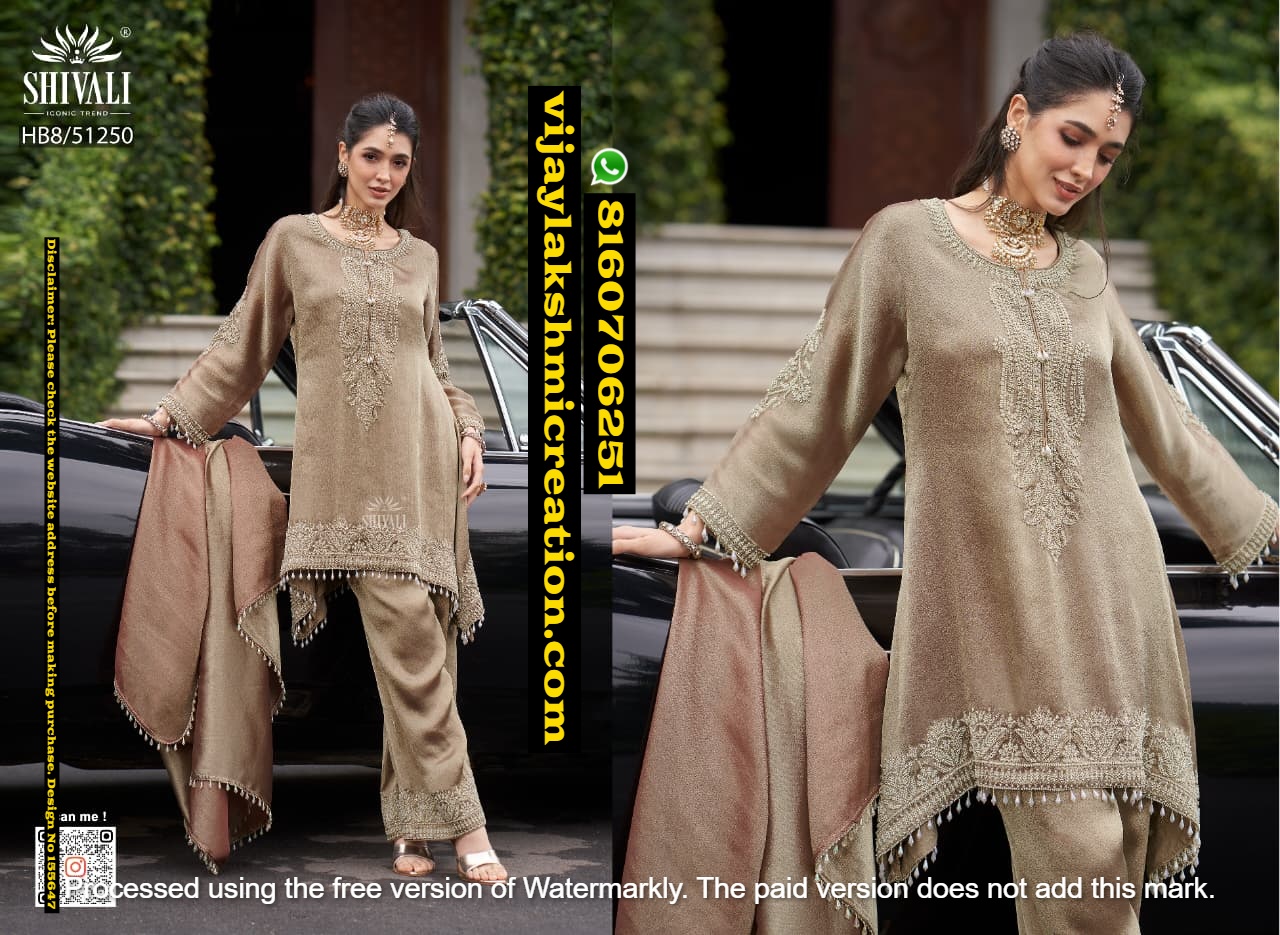 Shivali HB8-51250 Taupe Brown embroidered jacquard kurta set In-Singles-And-Full-Catalog-155647