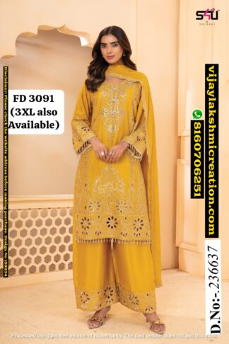 S4U FD 3091 D.No. 236637 Kurta With Palazzo Pants And Dupatta In Singles And Full Catalog-159234