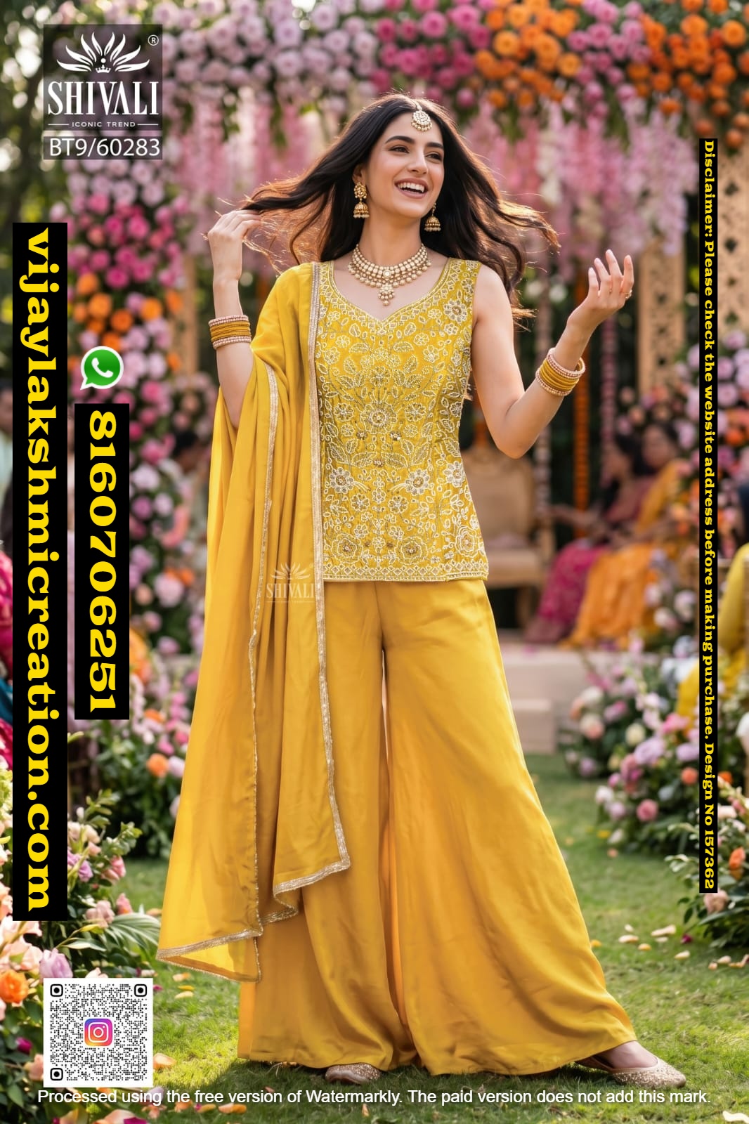 Shivali BT9-60283 Mustard Yellow Embroidered Sharara Suit With Heavy Embroidery In Singles-And-Full-Catalog-157362