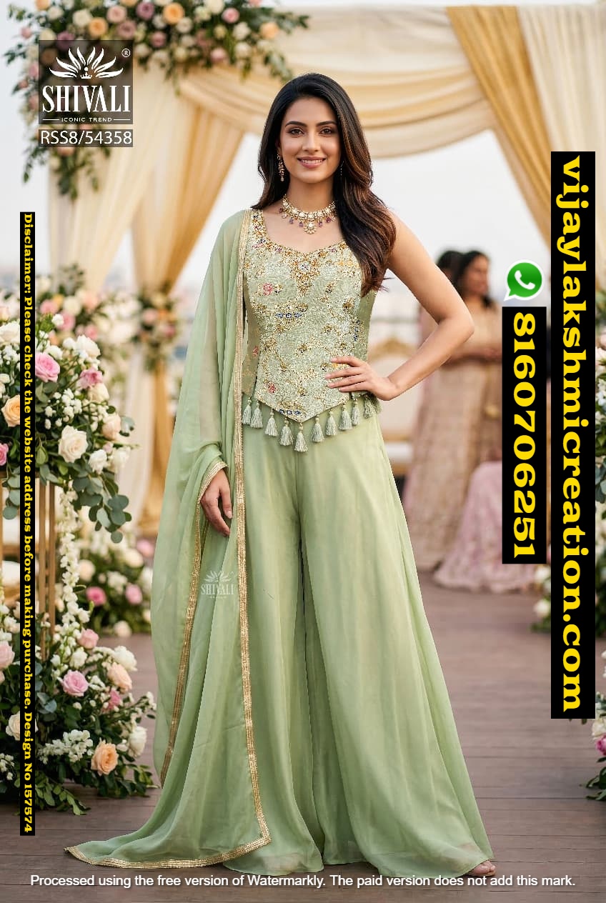 Shivali Latest Designer Lehenga Set Sharara Suit Collection | Single Pieces And Full Catalog | Mustard, Sage, Ivory - Image 2