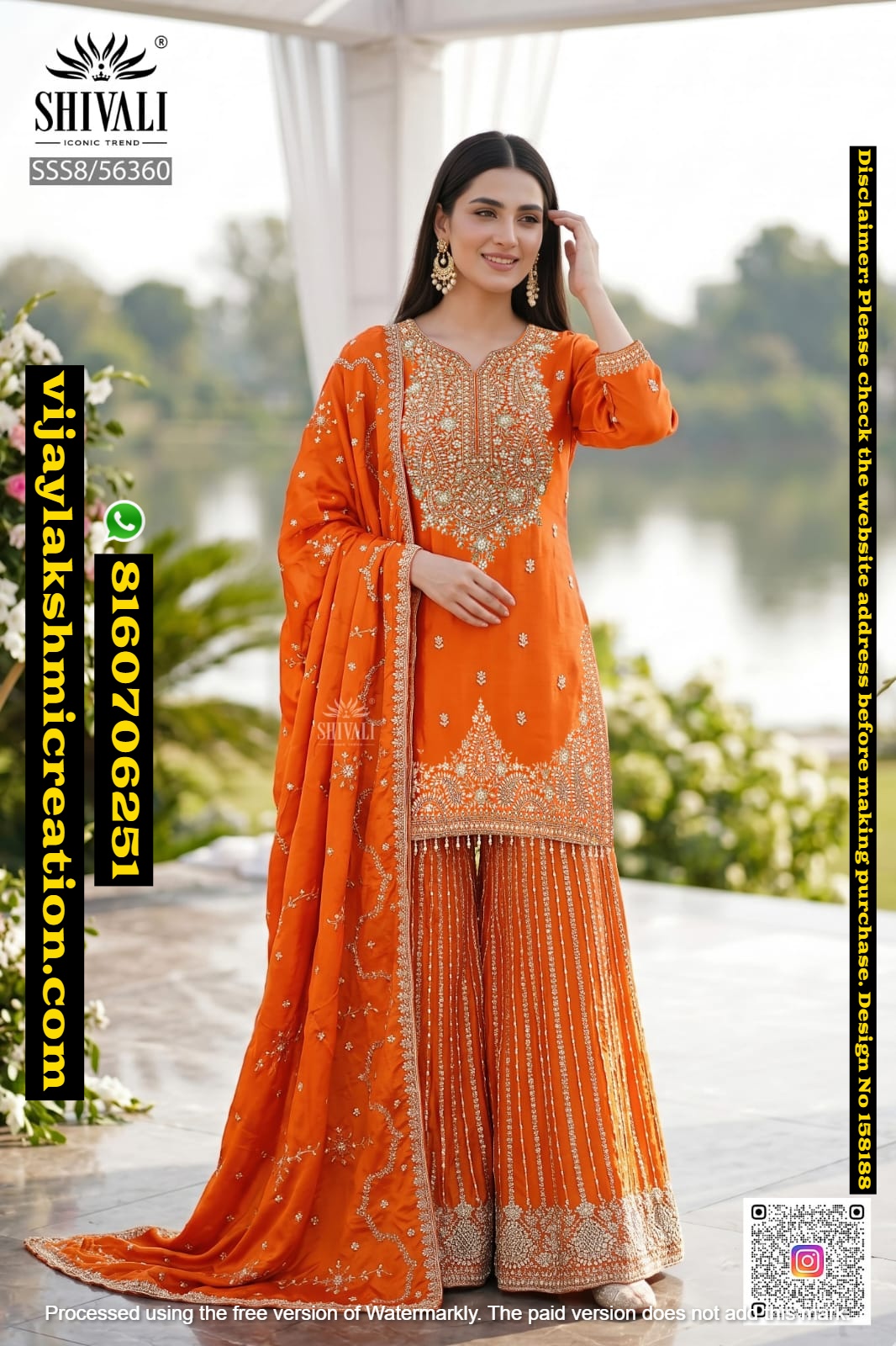 Shivali SSS8-56360 Tangerine Gold Embroidered Sharara Suit Set In-Singles-And-Full-Catalog-158188