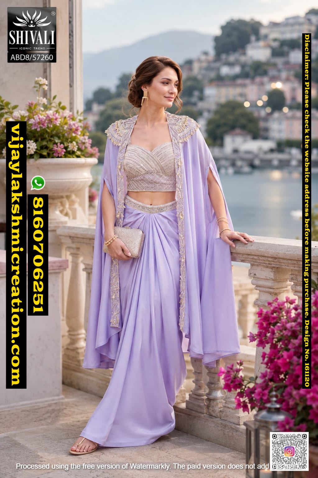Shivali ABD8-57260 Lilac Cape Saree Set In-Singles-And-Full-Catalog-161120