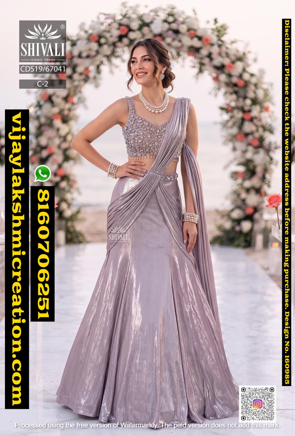 Shivali CDS19-67041 C-2 Metallic Lilac Pre-stitched draped lehenga saree With Blouse In-Singles-And-Full-Catalog-160985